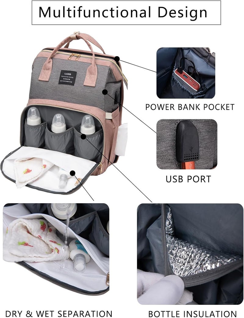 houscly Diaper Bag Backpack with Changing Station: Pink Baby Toddler Bags for Girls Boys Women Large Big Travel Backpack Pañaleras Modernas Para Bebe Niña Newborn Essentials Mom Must Haves Baby Registry - Image 4